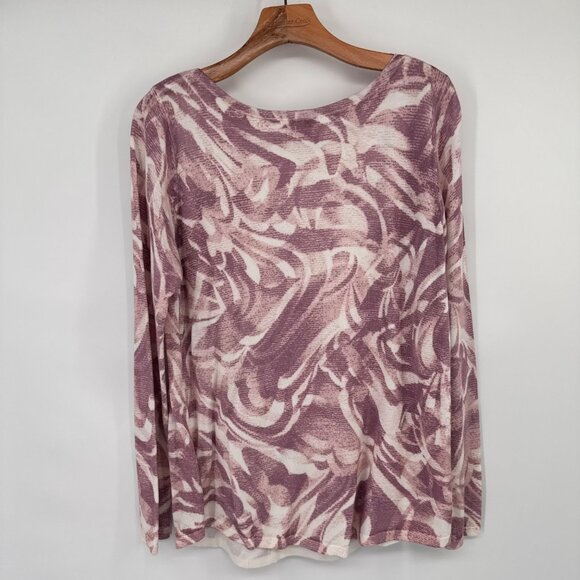 Chicos 1 Womens Abstract-Print Bateau-Neck Pullover Sweater Size medium Mauve - Picture 13 of 13